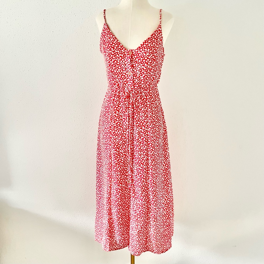 SIENNA SKY Women’s/Jrs’ sz Small Red Floral Spaghetti Strap Midi Dress Sundress